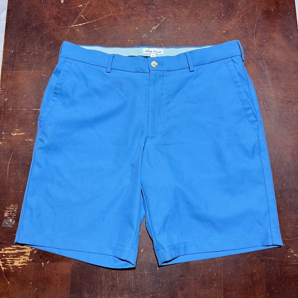 Hot! Peter Millar Mens Performance Golf Shorts Chino Lake Blue MS20EB82 Size 33